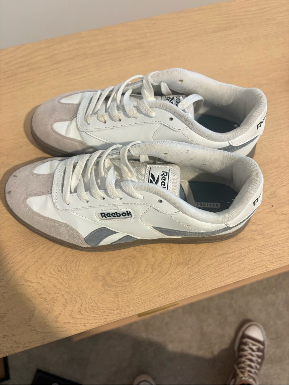 Reebok White and Gray Women’s Classic Low-Top Sneakers
